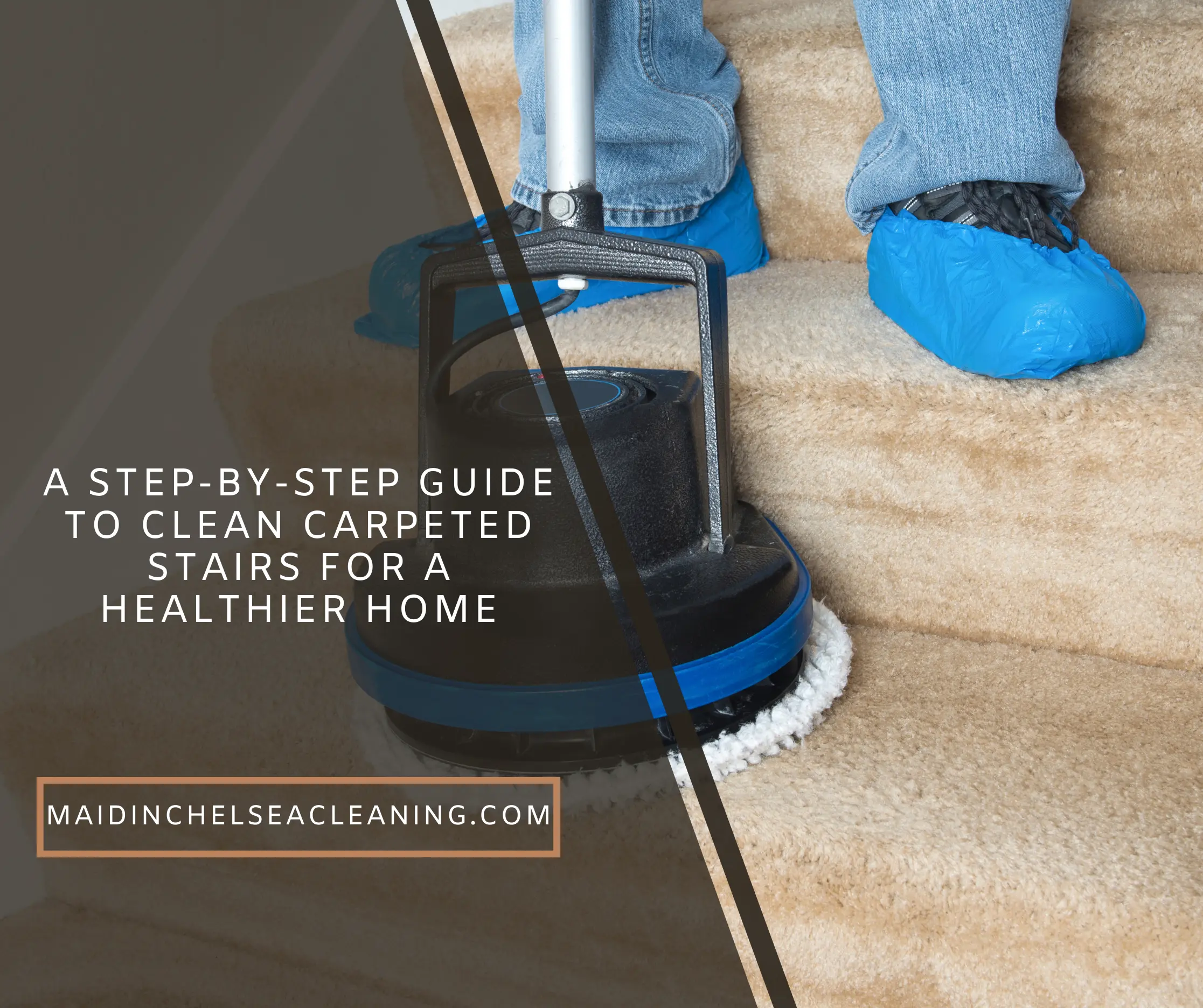 carpted-stairs-cleaning cleaner using professional machine to clean carpeted stairs