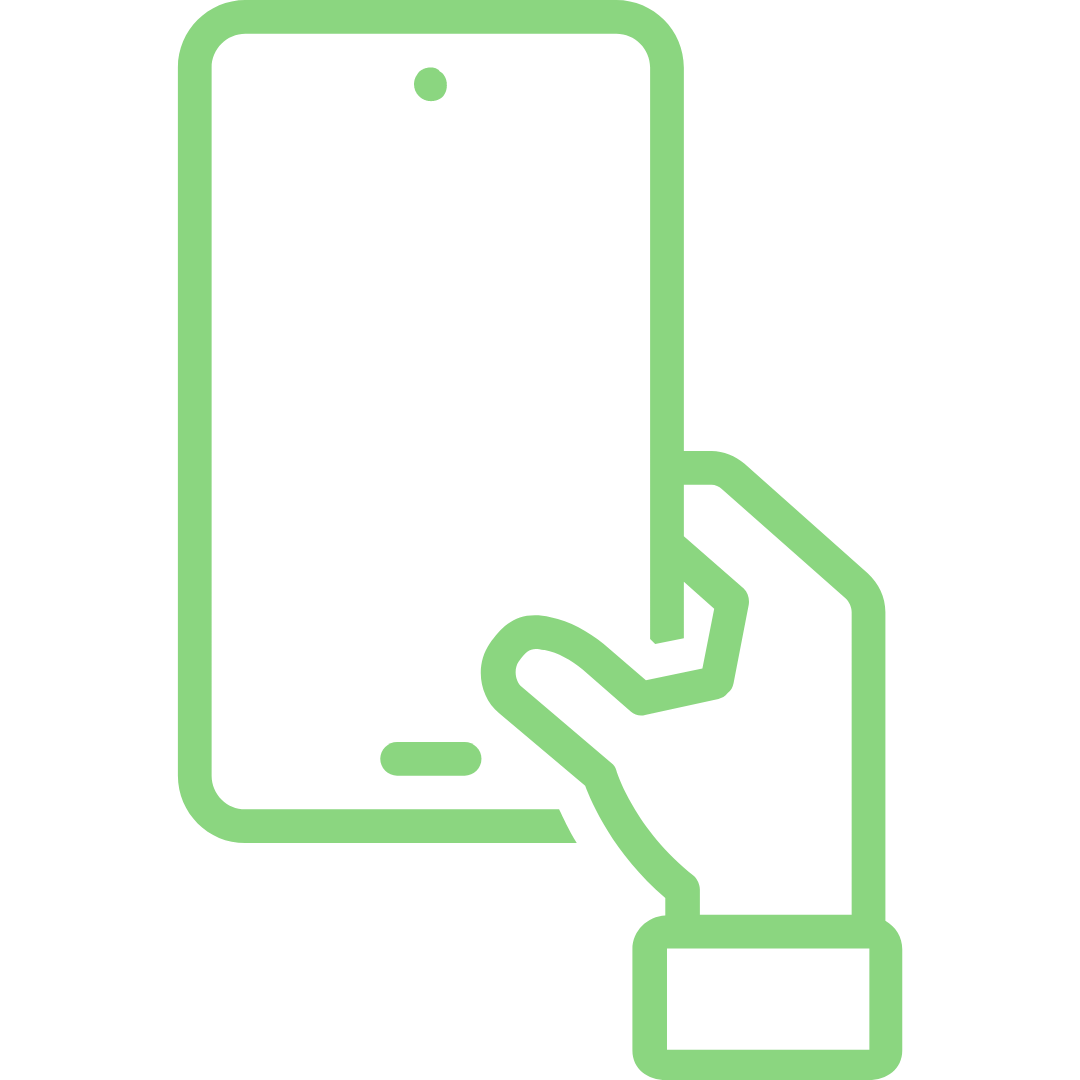 logo showing a hand holding a phone