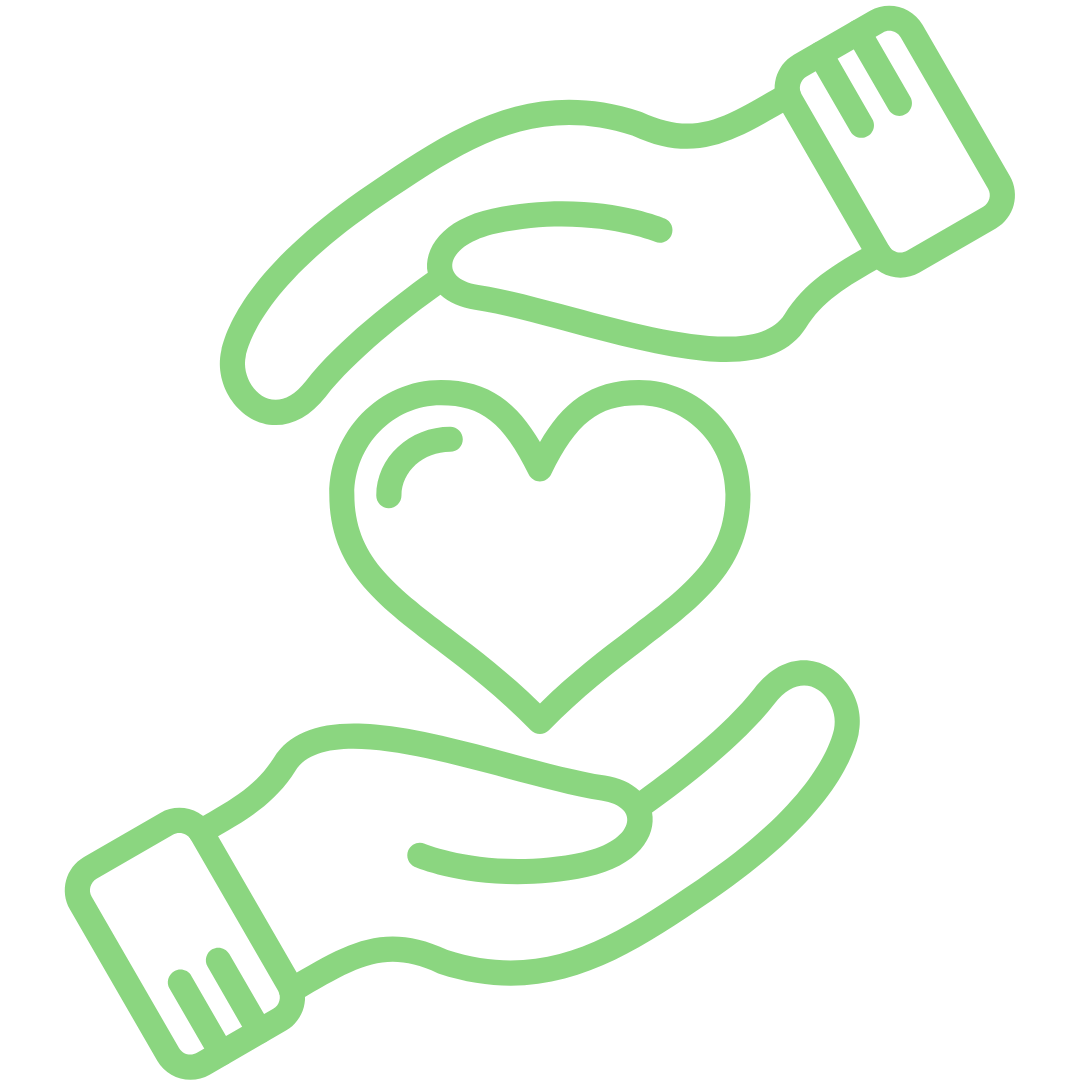 logo showing a supporting hand with heart